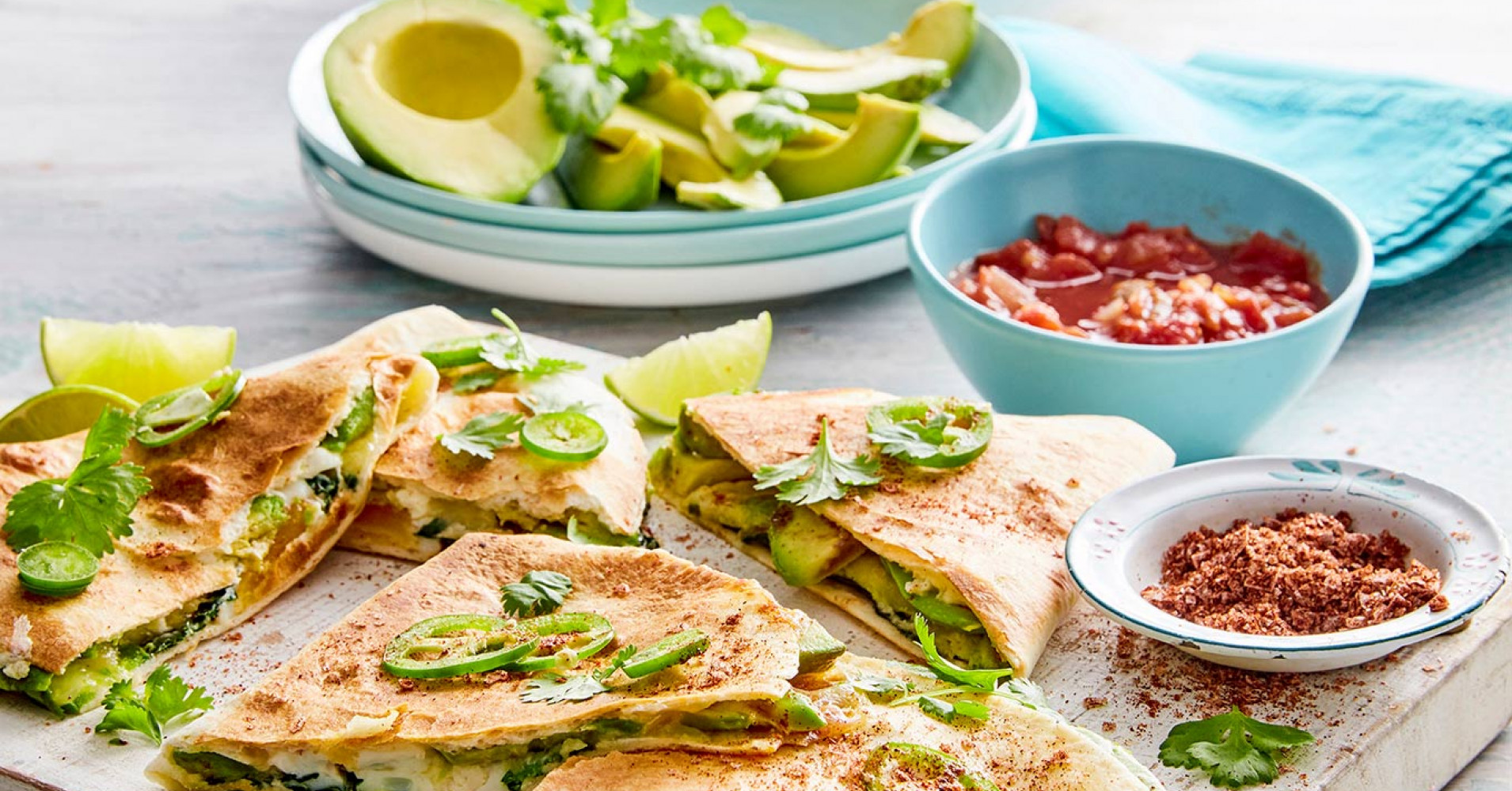 Spicy avocado egg and three cheese quesadillas Recipe myfoodbook